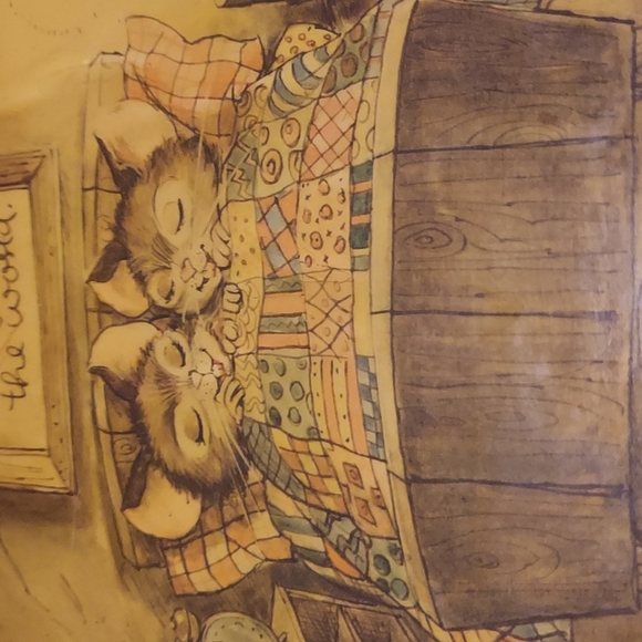 VINTAGE 1977 Cartoon Mouse Wall Art Love Lights the World Cottagecore Cozy - Picture 3 of 4